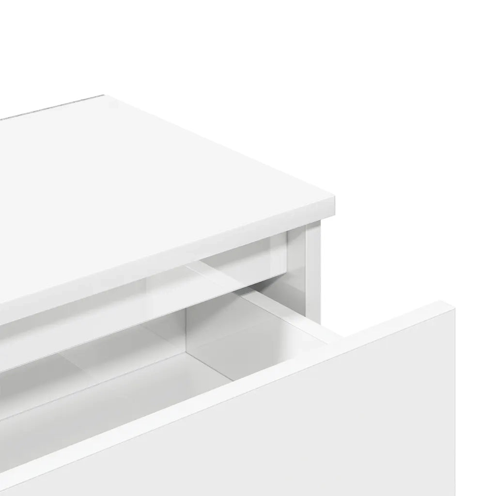 Comodino Bianco Lucido 40x30x39 cm in Legno Multistrato 803455