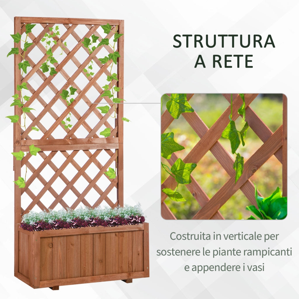 Fioriera da Esterno con Grigliato ¨C zephmum ¨C Legno di Abete Arancio 72.5x31.5x149.5