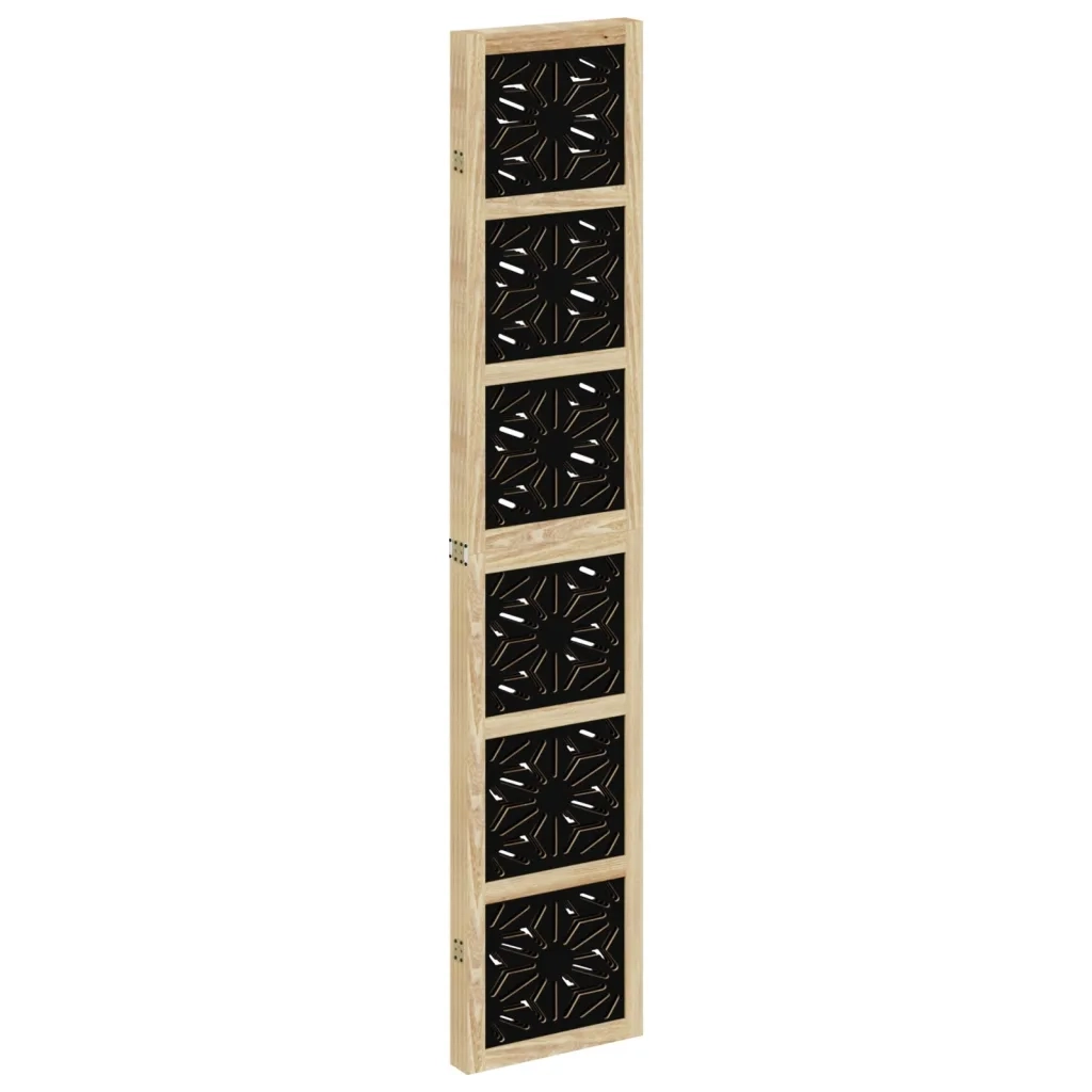 Divisorio Ambienti | Divider per stanze | Paravento 4 Pannelli Marrone e Nero Massello Paulownia