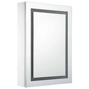 Mobiletto da bagno con specchio LED 50 x 13 x 70 cm bianco e argento 02_0006562