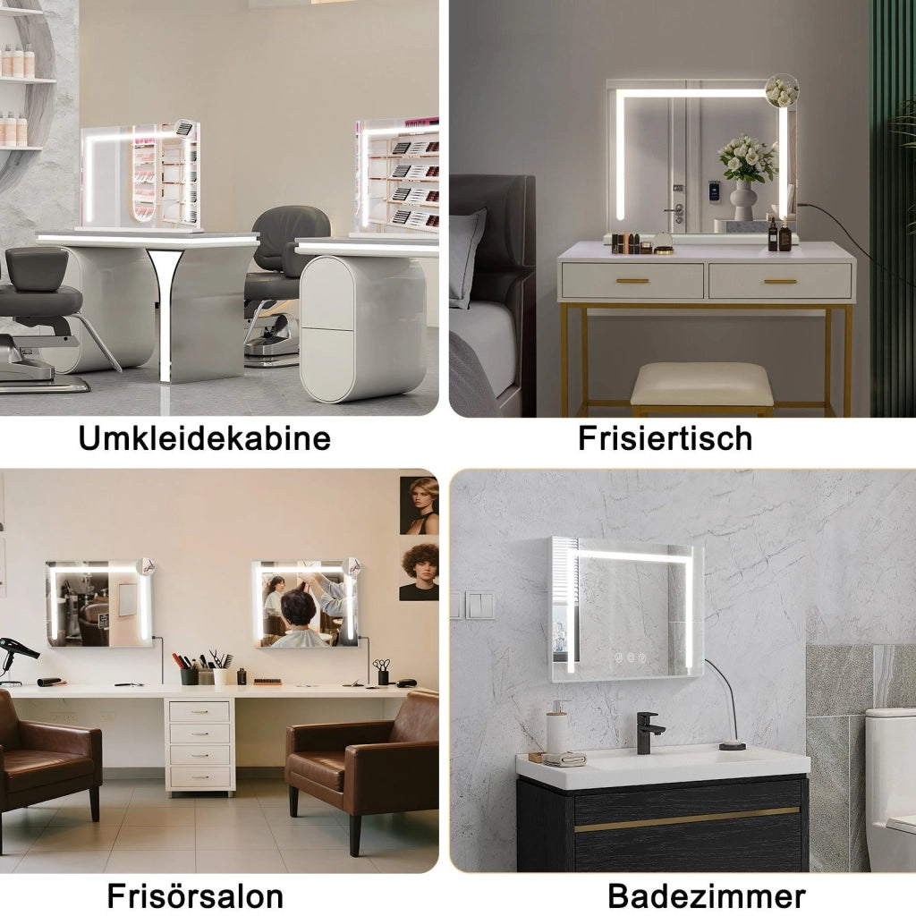 ZMH Specchio da bagno con illuminazione a LED specchio da parete bianco con funzione touch
