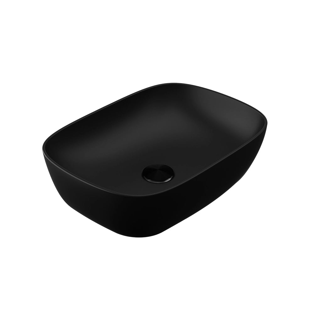 Lavabo da appoggio slim di forma rettangolare 46,5x33x13,5 cm Nero opaco