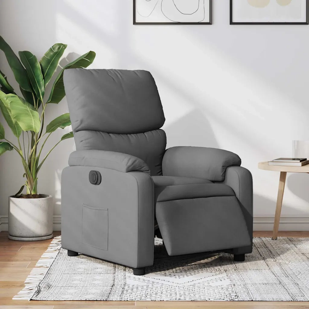 Poltrona Elettrica Reclinabile-Divano Sedia Grigio Scuro in Tessuto 614565