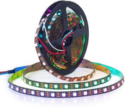 Striscia LED WS2812E Eco RGB in Alluminio 5050SMD - 5 m, 60 Pixel Per Metro, 300 Pixel Totali, PCB Flessibile Nero, Tutti i Colori Striscia Pixel Dreamy