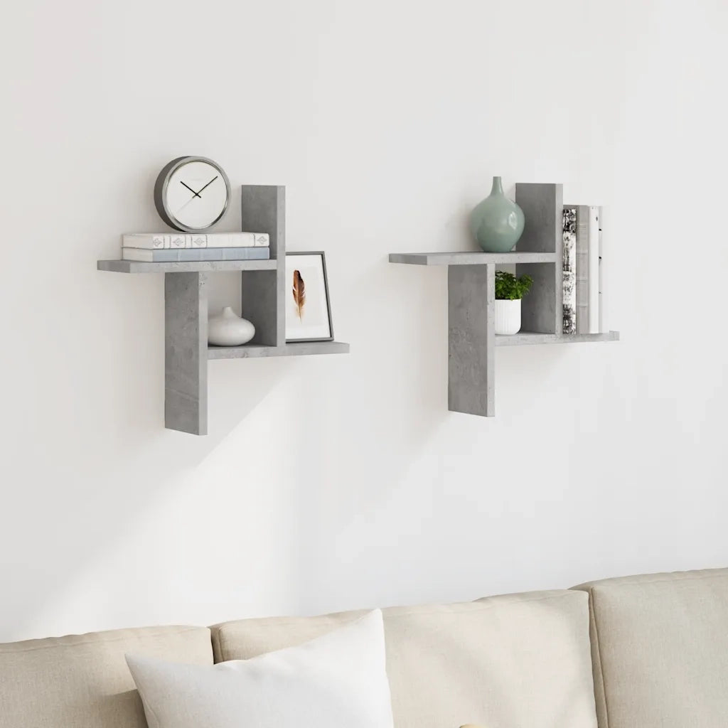 Mensole a Muro 2pz Grigio Cemento 38x12x38 cm in Truciolato 853248
