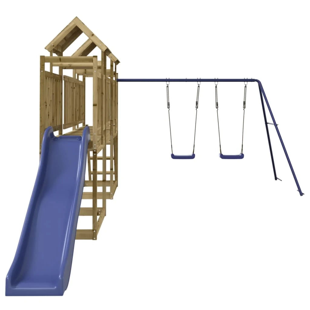 Altalene per parco giochi all'aperto scivolo altalene robuste giochi da giardino 313 x 589 x 214 cm legno di pino impregnato 02_0004823