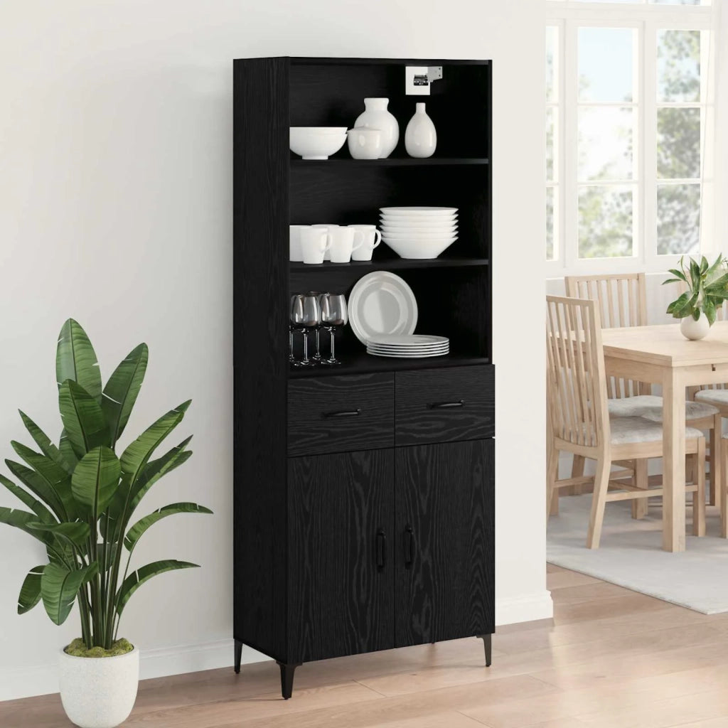 Credenza Rovere Nero 69,5 x 34 x 180 cm Legno multistrato 3416098