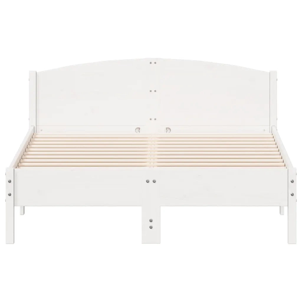 Letto senza Materasso Bianco 140x190 cm Legno Massello di Pino 842603