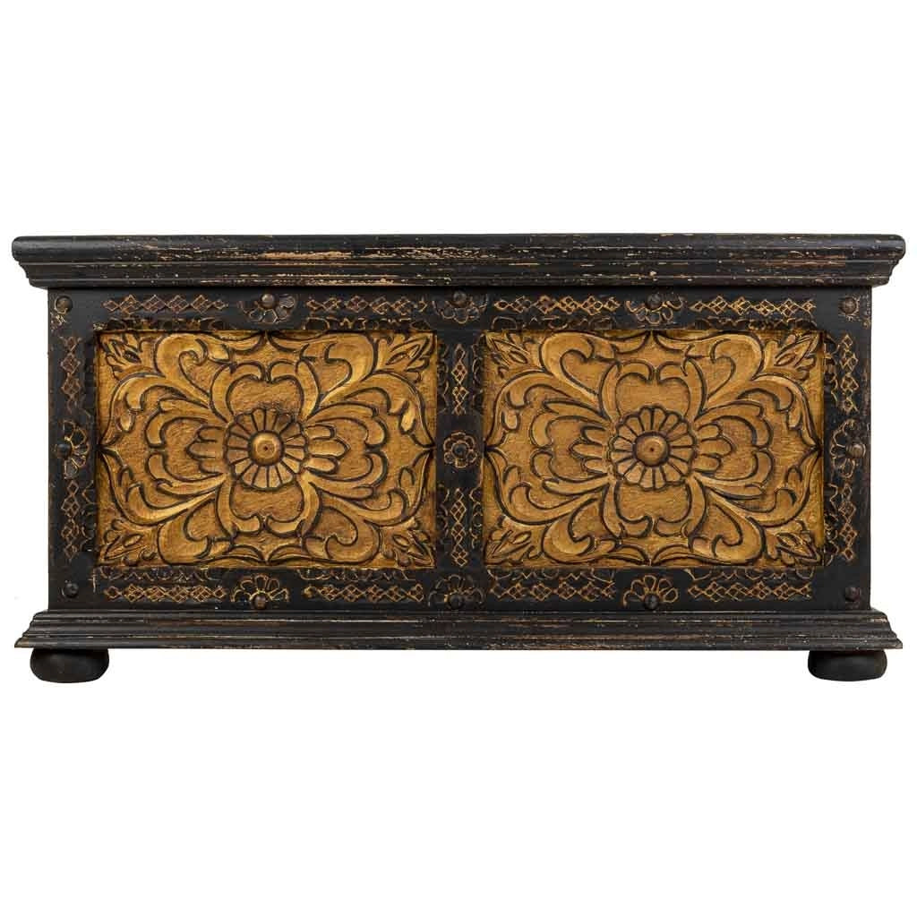 Cassapanca in legno artigianale nero 101x40x47
