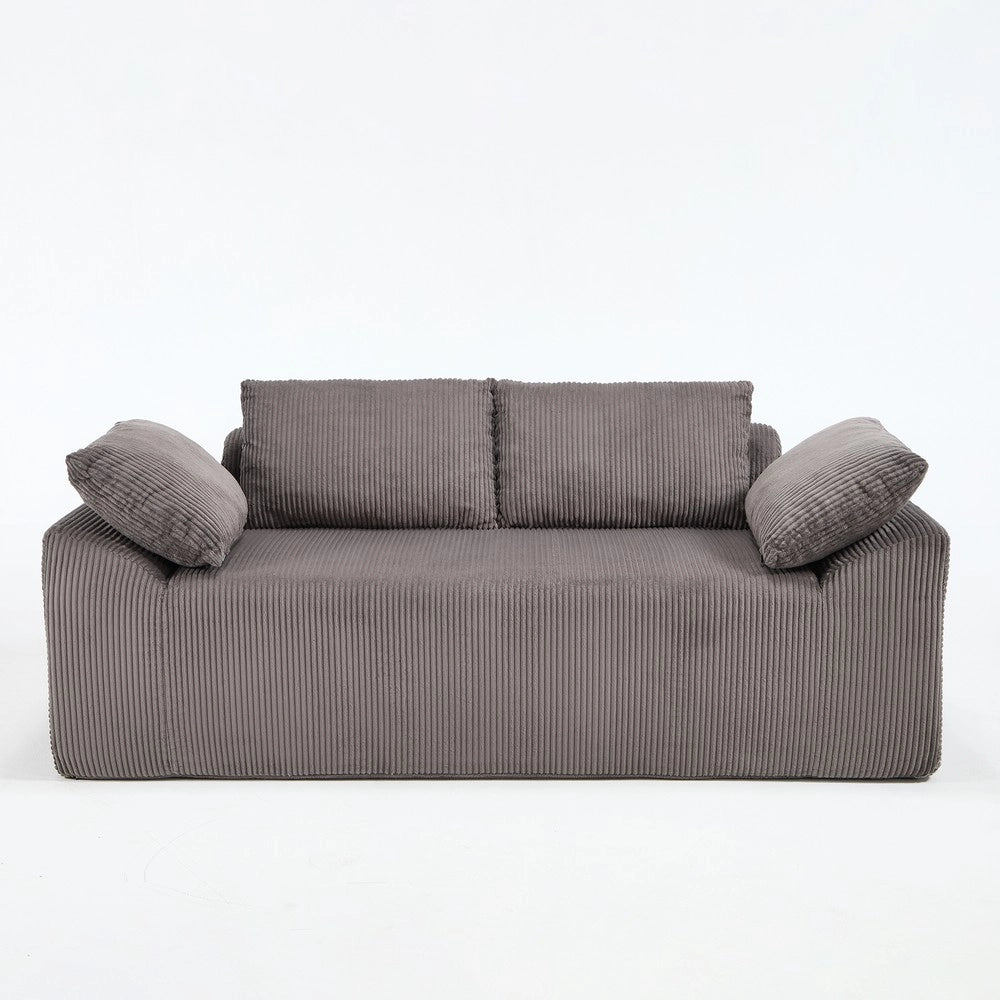 Divano imbottito mini ¨C Minimal ¨C velluto marrone grigio, con braccioli, senza montaggio