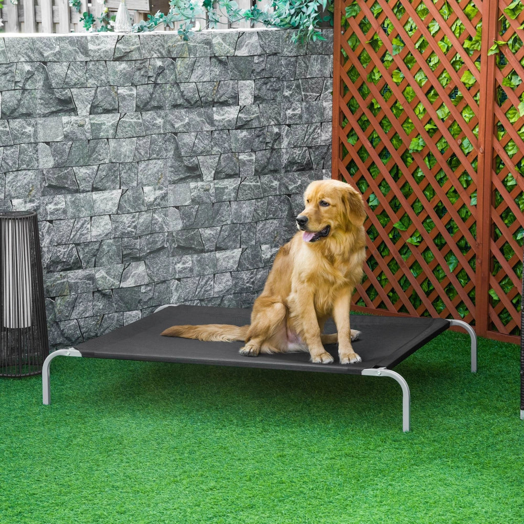 Cuccia per Cani Interno Esterno Tessuto Traspirante ¨C zephmum ¨C Nero 130x90x20cm