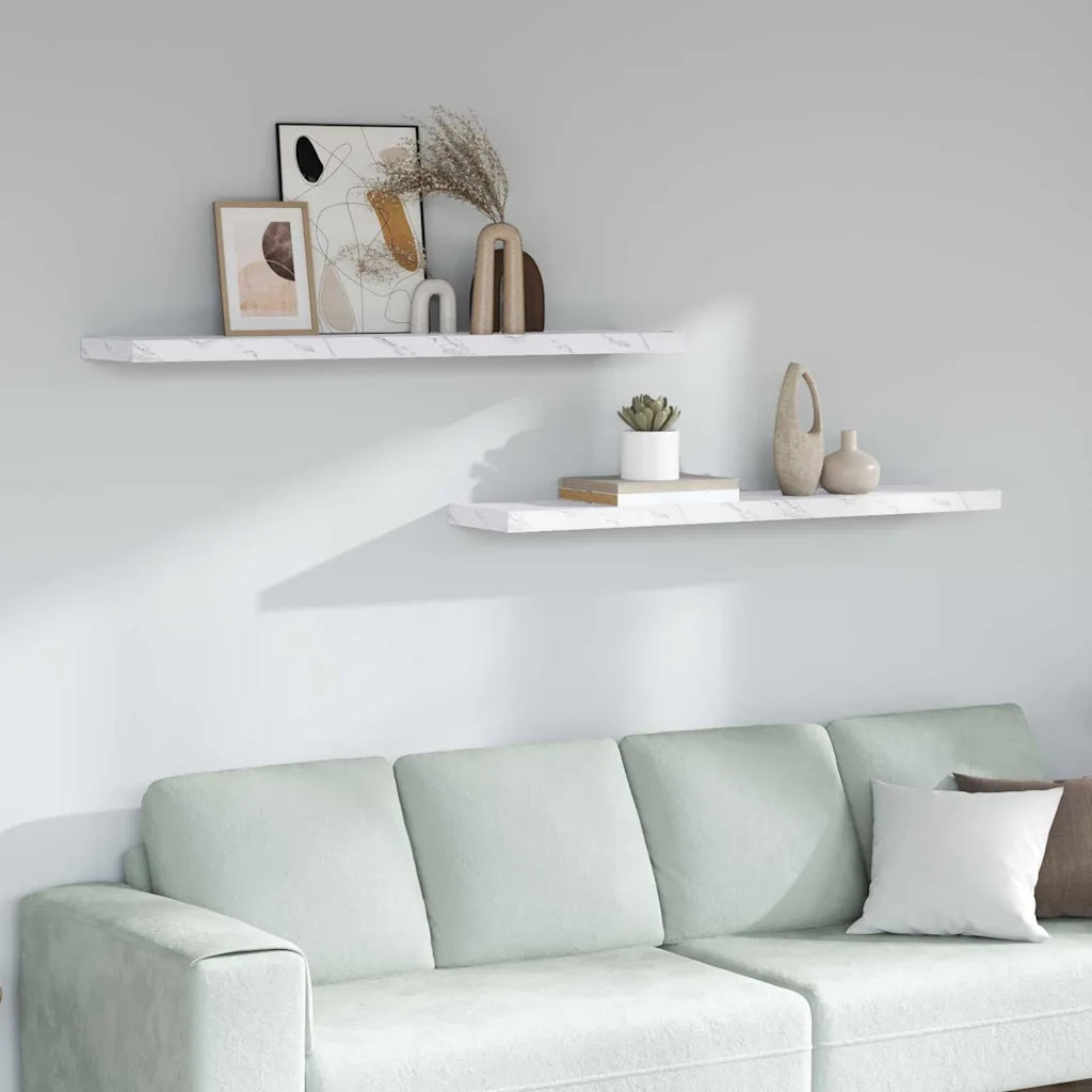 Scaffale da parete 2 pcs Marmo Bianco 120 x 23,5 x 4 cm