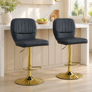 SGABELLO BAR Regolabile 62-83 cm Girevole 360° Nero/Oro