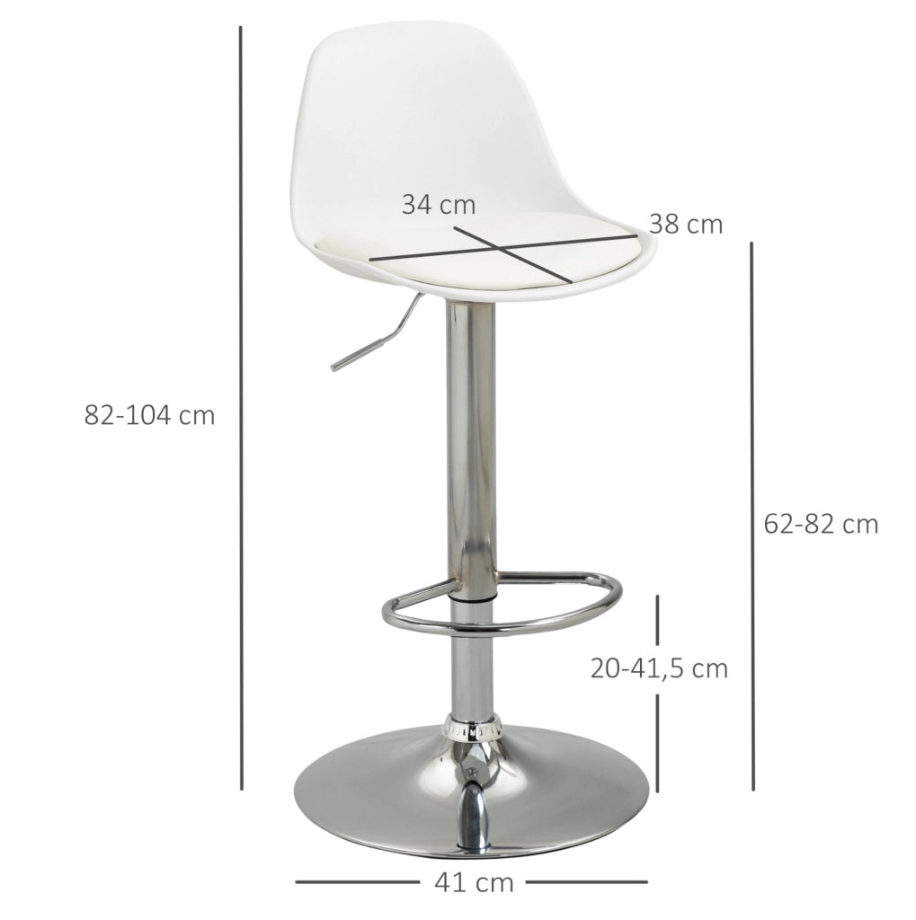 Set 2 sgabelli da bar girevoli bianchi regolabili