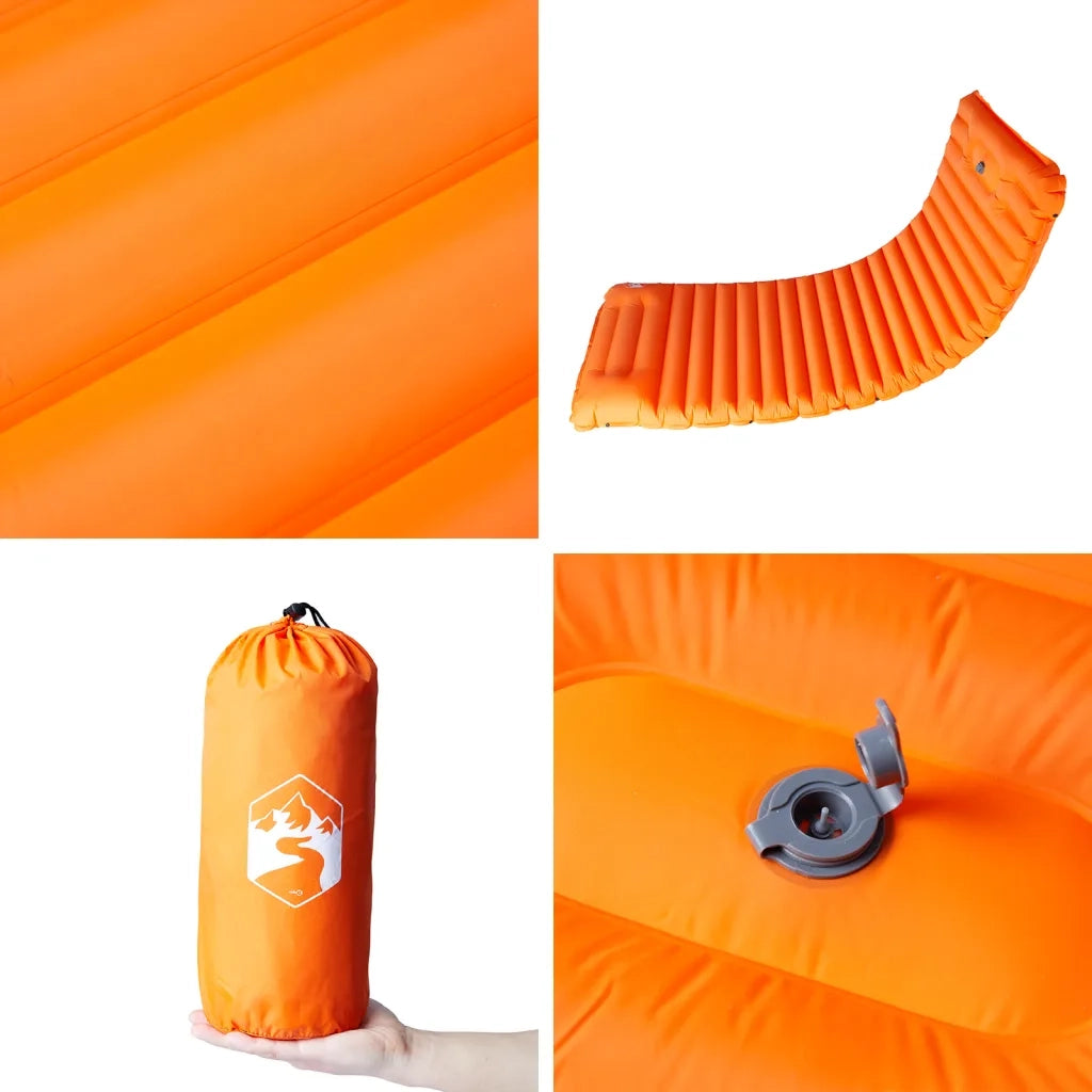 Materasso Campeggio Autogonfiabile Cuscini 1 Persona Arancio CFW1593524