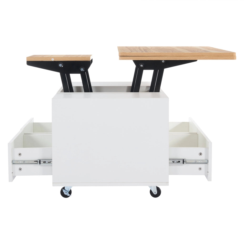 Tavolino da salotto 100x50x47.5 cm; sollevabile e pieghevole; MDF; colore naturale