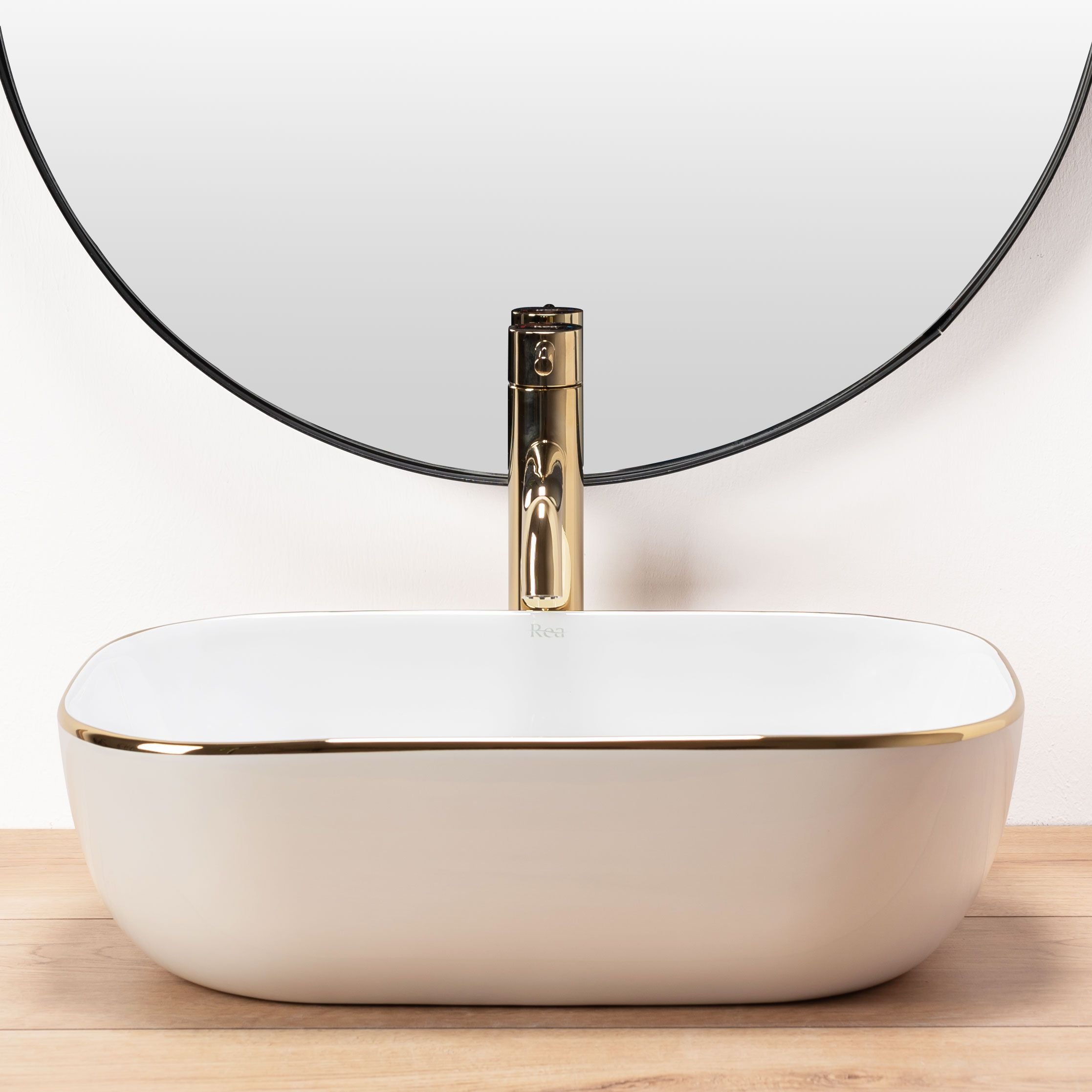 Lavabo Da Appoggio Rea Belinda Gold Edge
