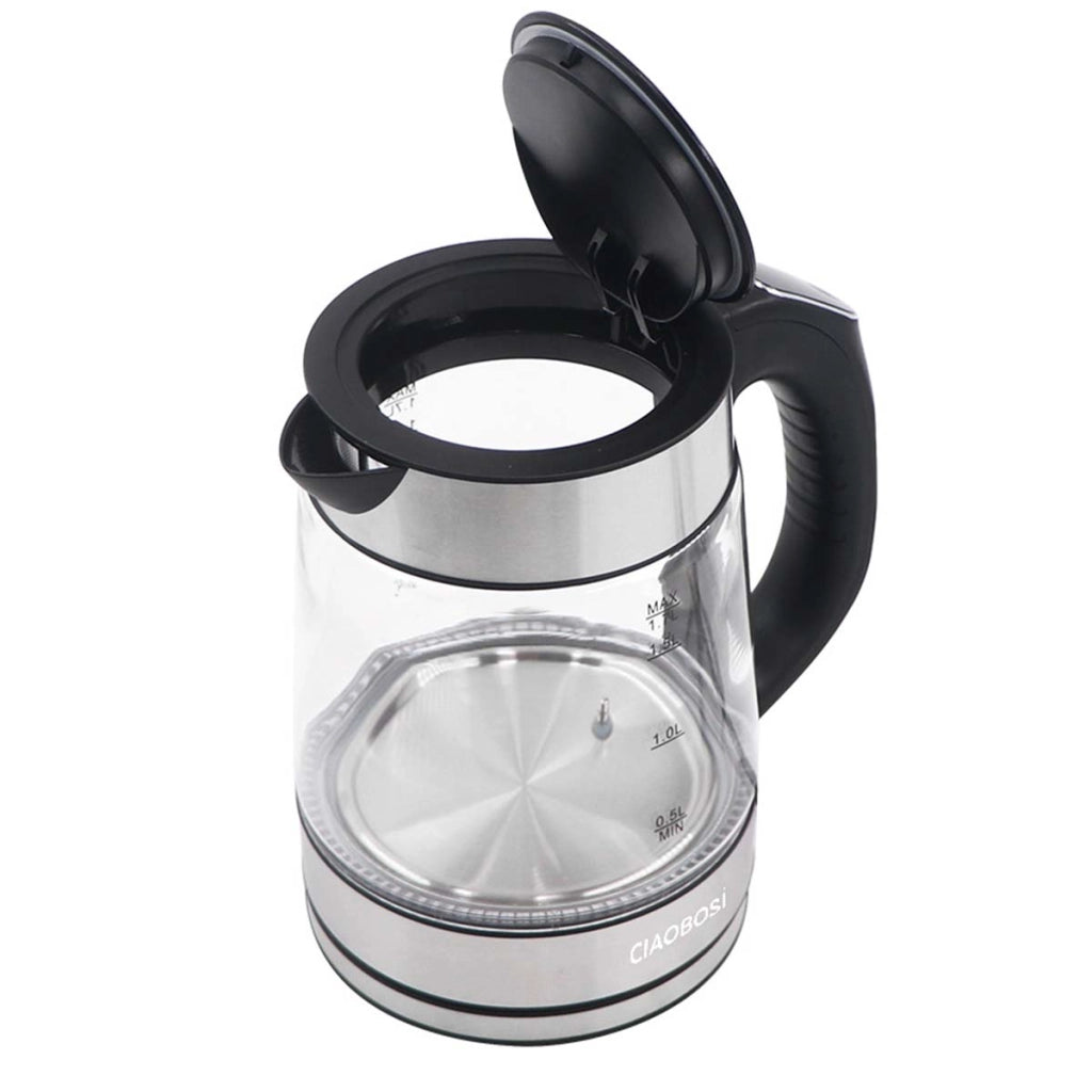 Bollitore Elettrico 1.7L 2000W Vetro Borosilicato con Regolazione della Temperatura Trasparente Avizar