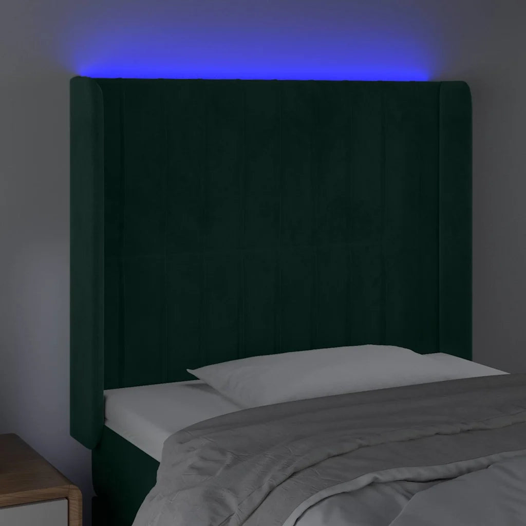 Testiera a LED Verde Scuro 93x16x118/128 cm in Velluto 3124325