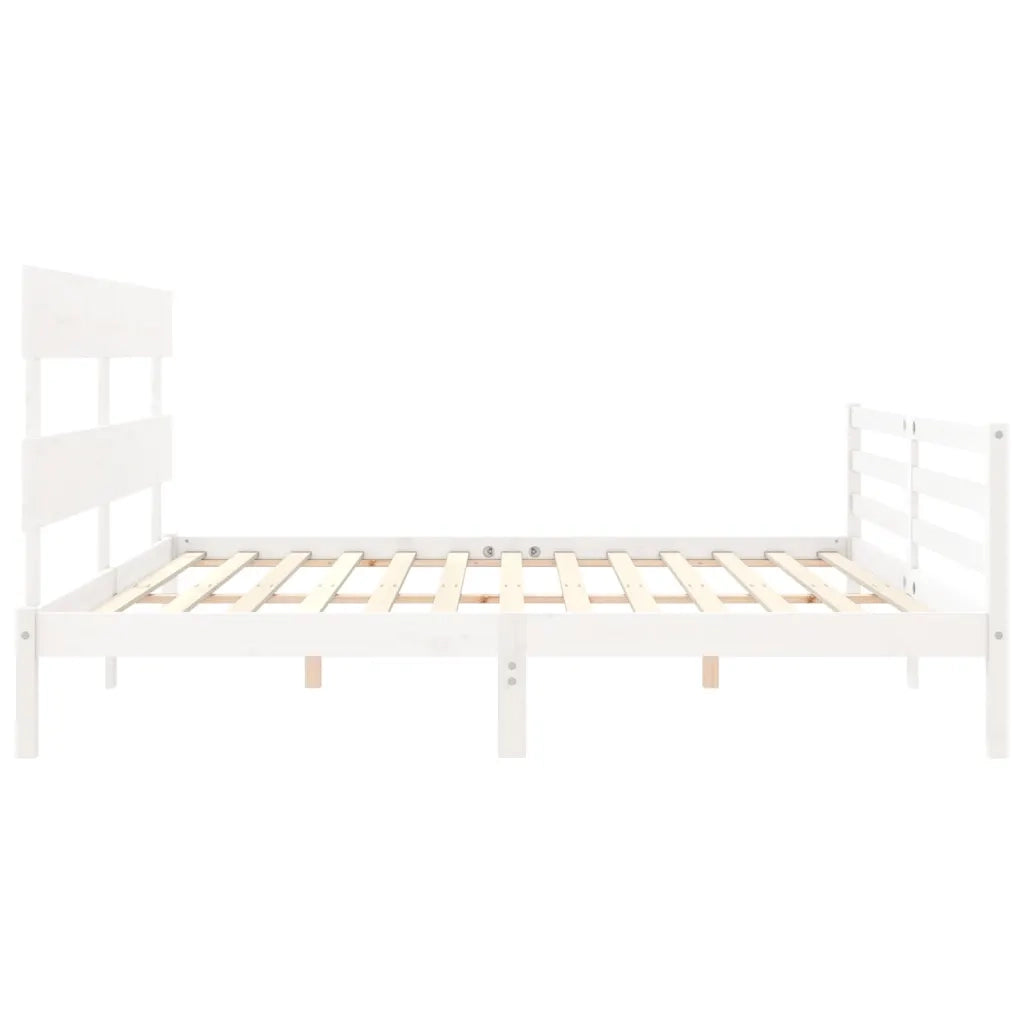 Giroletto con Testiera Bianco 200x200 cm in Legno Massello 3195112
