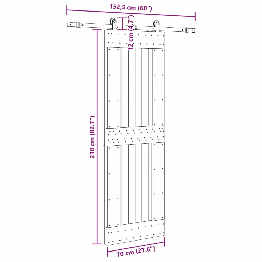 Porta scorrevole NARVIK Naturale e Nero 70 x 210 cm (152,5 cm) 3445311