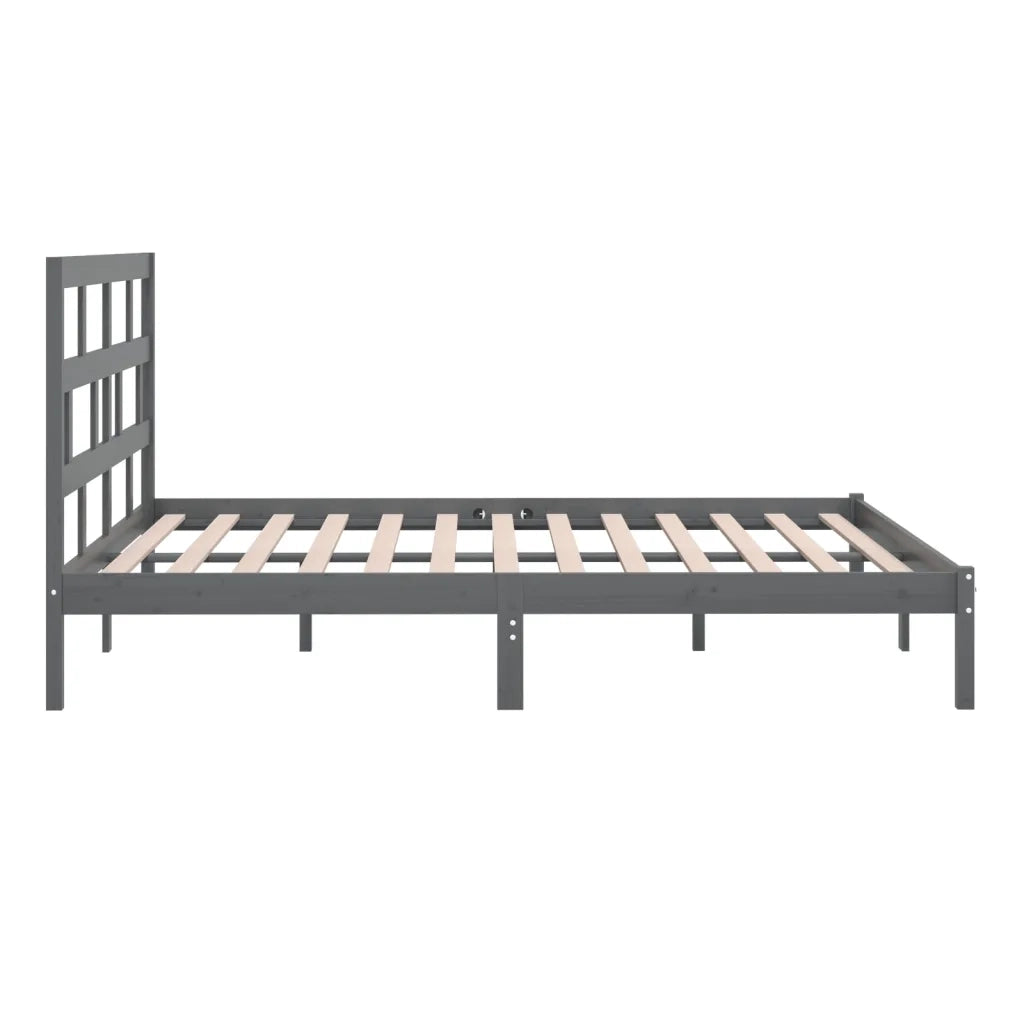 Letto matrimoniale | Letto per adulti | Giroletto Grigio in Legno Massello di Pino 200x200 cm