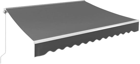 Ombrellone per balcone - Luifel estensibile - Ombrello retrattile - Zonwering - Zonnescherm con manubrio - Manubrio manuale - Struttura in alluminio - Polyester - 250 x 200cm - Grigio