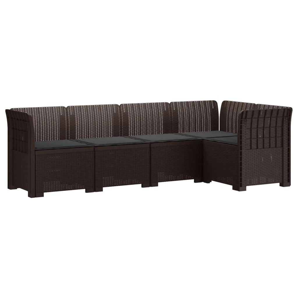 Divano da Giardino 5 Posti con Cuscini Stile Rattan PP Marrone 3444039
