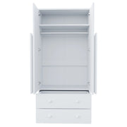 Armadio con doppie ante 70×40×170 cm con 2 cassetti e 1 scomparto; legno; bianco