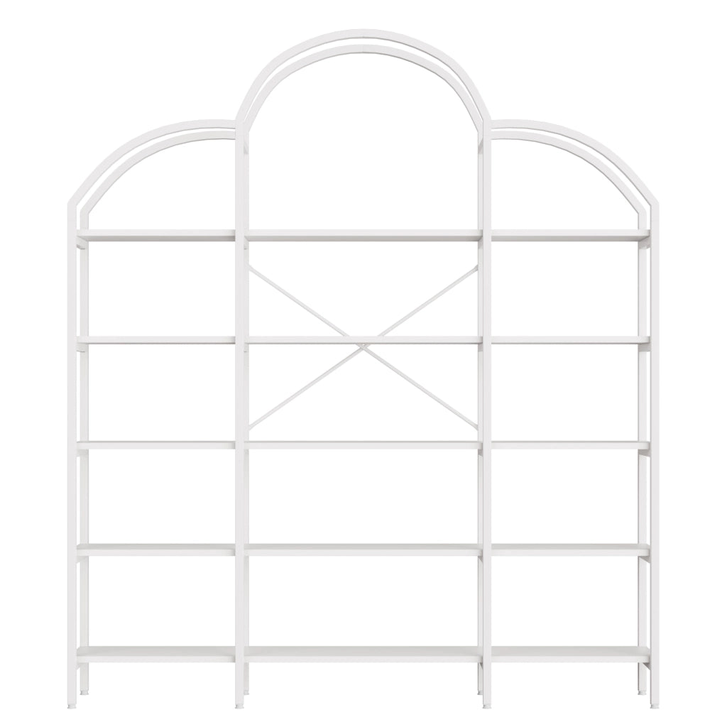 Libreria a 5 ripiani 170 x 26 x 190 cm in MDF e metallo, bianco, stile moderno con decorazione a forma di nuvola
