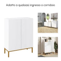 Mobile Scarpiera per 15-20 Paia di Scarpe, Ripiani Regolabili e Chiusura Ammortizzata, Bianco