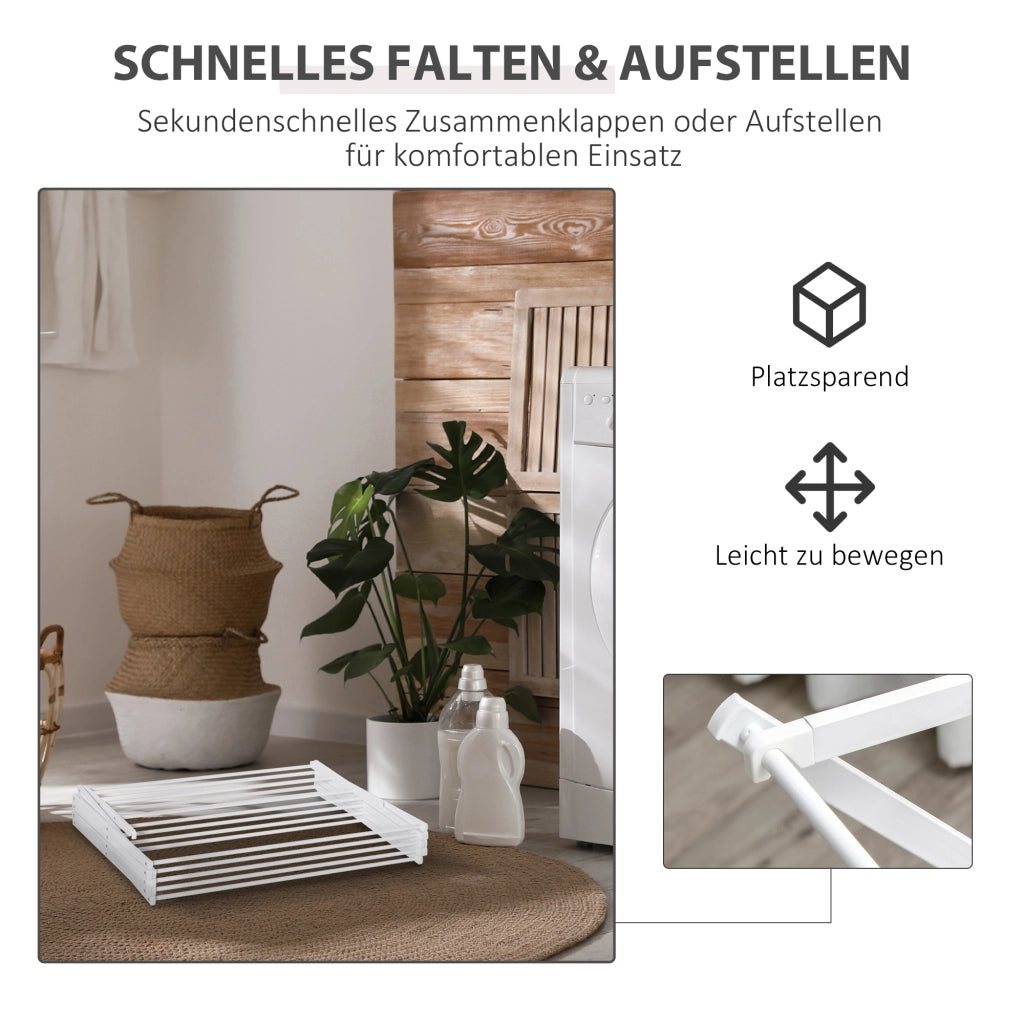 Stendibiancheria pieghevole a torre 8 livelli ¨C zephmum ¨C metallo plastica bianco 74x35x144 cm