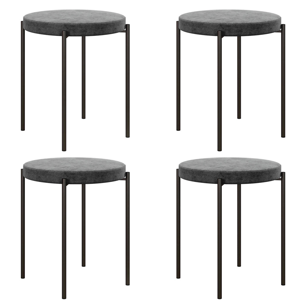 Set di 4 sgabelli da cucina imbottiti in velluto ¨C zephmum ¨C 41,5x41,5x46 cm, grigio scuro