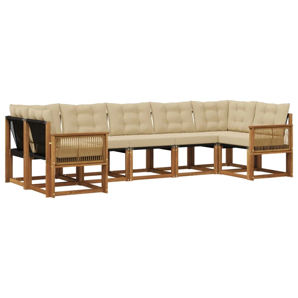 Set di divani da esterno 7 pz Naturale e Beige 3382197