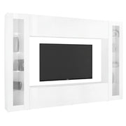 Giuliano, Parete Attrezzata 8 Ripiani Made in Italy, 30x260x180h cm Bianco Lucido