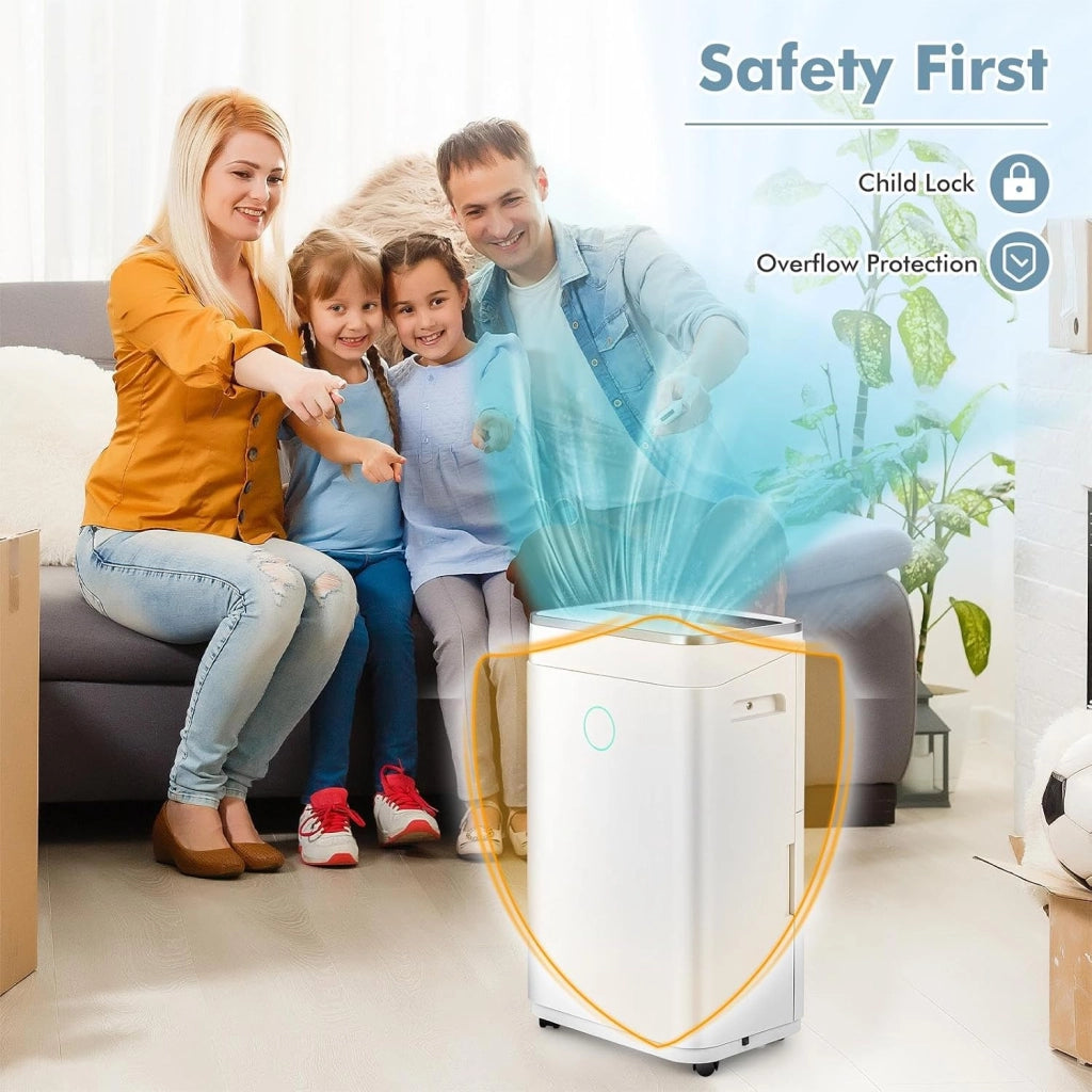 Deumidificatore Elettrico 25L/Giorno, Deumidificatore con Scarico Continuo, Timer 24 Ore, Serbatoio Acqua da 6,5L, Display LED, per Ambienti Fino a 30 m², per Cantina, Ufficio, Casa