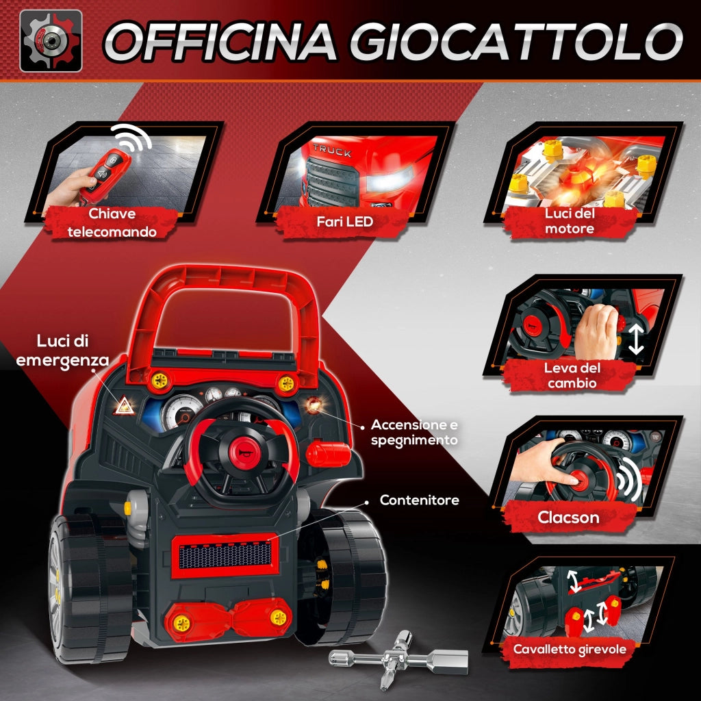 Casetta Camion Giocattolo con Accessori ¨C Zephmum ¨C Rosso 40x39x47cm