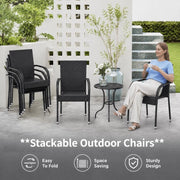 Stackable Garden Chairs, 6 Pieces, Poly Rattan, Black