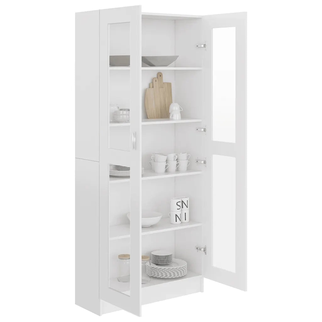 Armadietto Vetrina Bianco 82,5x30,5x185 cm Legno Multistrato CFW9036542