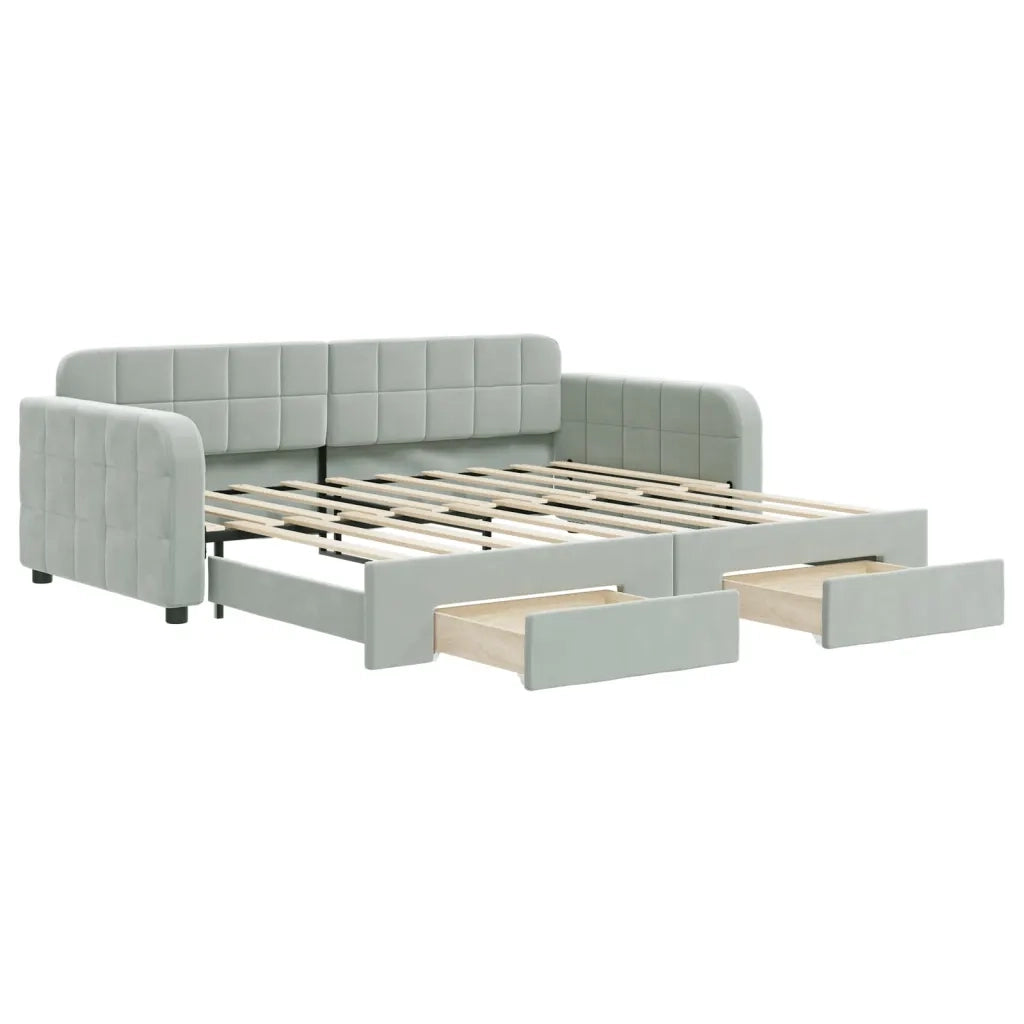 Divano Letto Estraibile Cassetti Grigio Chiaro 90x190cm Vellutocod mxl 106708