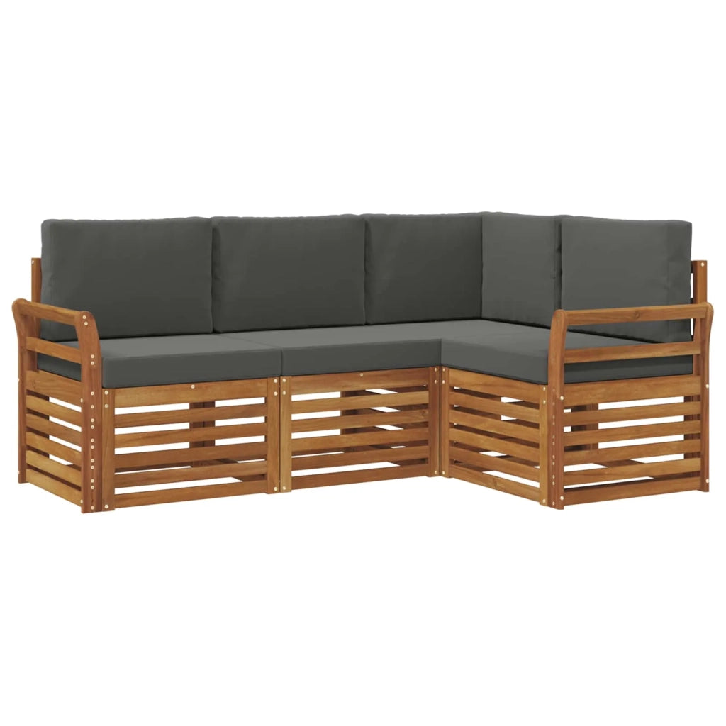 Set divani 4 pcs Naturale e Antracite Legno di Acacia Massello 3374732