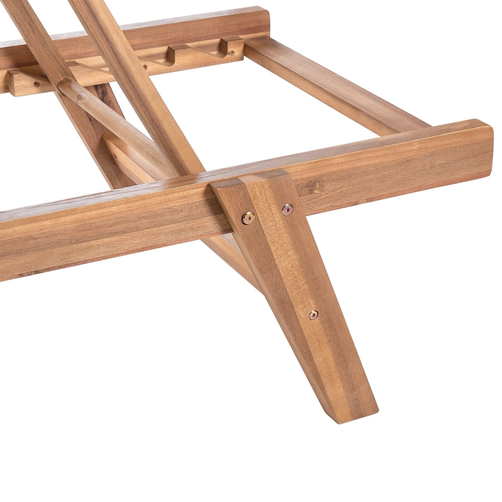 Lettino da giardino per piscina sdraio reclinabile in legno d'acacia corda beige esterno elegante
