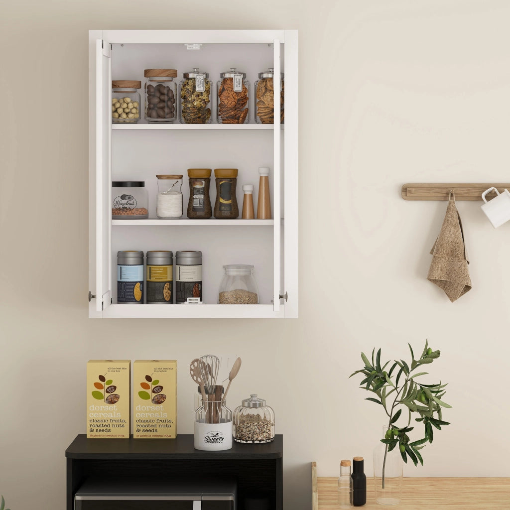 Mobile da Bagno a Parete 61x20x84 cm con 3 Ripriani in MDF Bianco