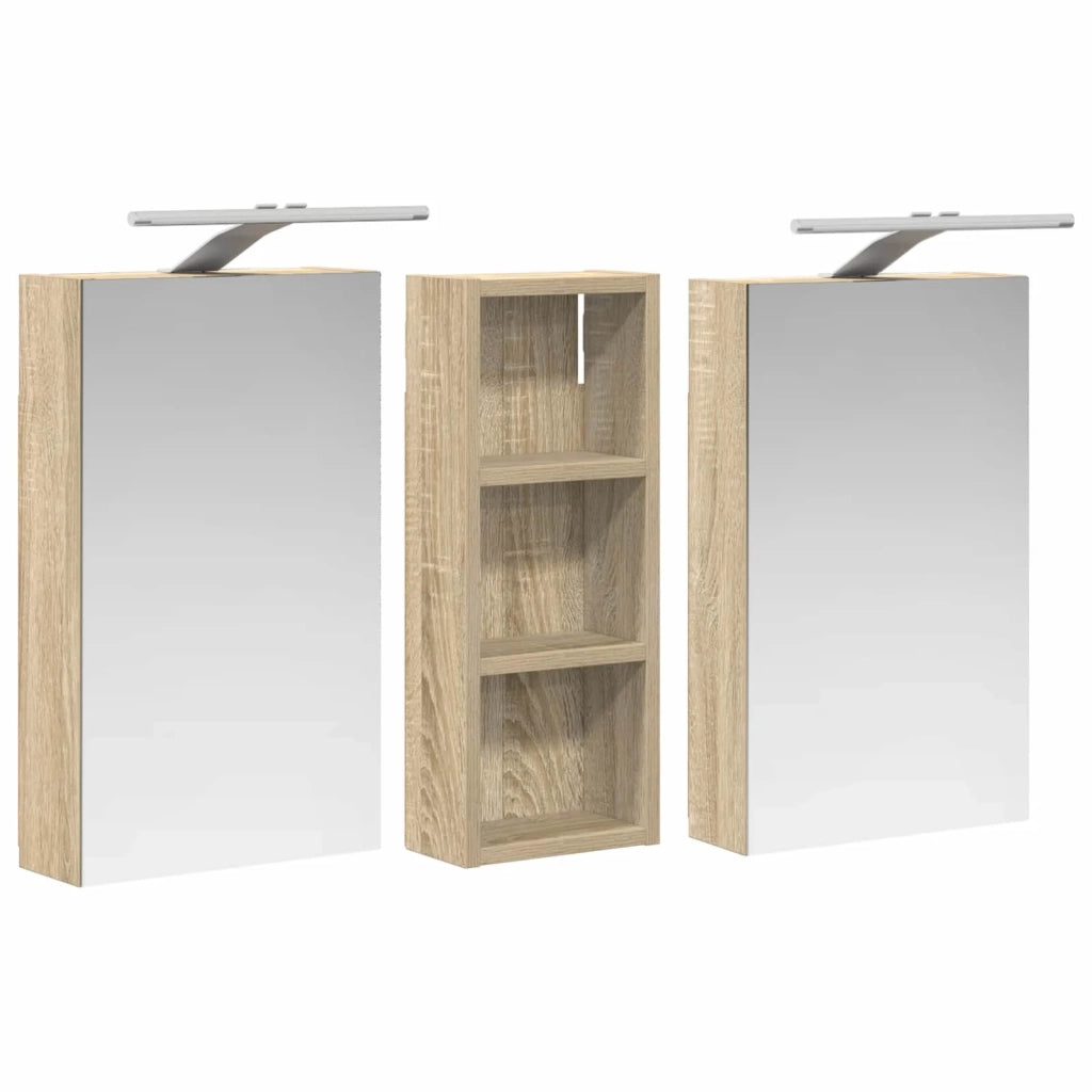 Set di Armadi da Bagno | Armadio da bagno con lo scaffale 3 pz 80 x 10,5 x 50 cm