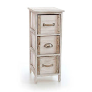 CASSETTIERA IN LEGNO DECORATA CON 3 CASSETTI NATURALE CHIARO 26 X 32 X 62 CM