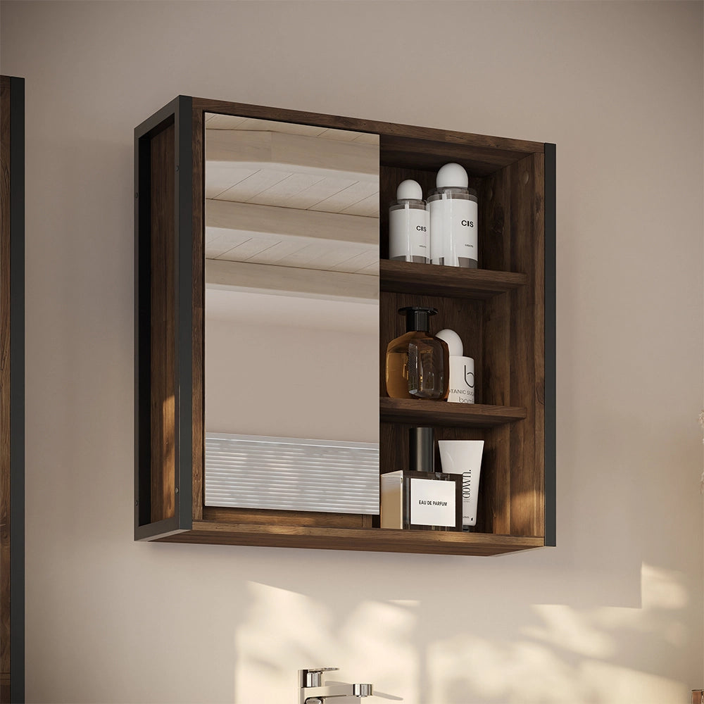 Vicco Specchio contenitore bagno Quercia/nero 62.2 x 62.5 cm con 1 porta a specchio