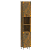 Mobile da bagno con contenitore ecologico 30 x 30 x 179 cm stile contemporaneo finitura opaca in legno composito effetto rovere affumicato 02_0048521
