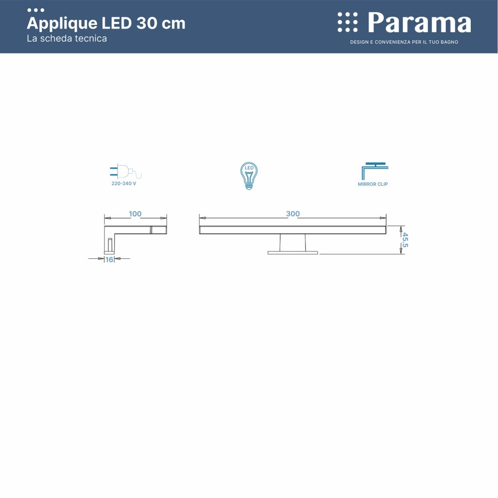 Specchio filolucido 80x120 cm reversibile con applique led | Easy