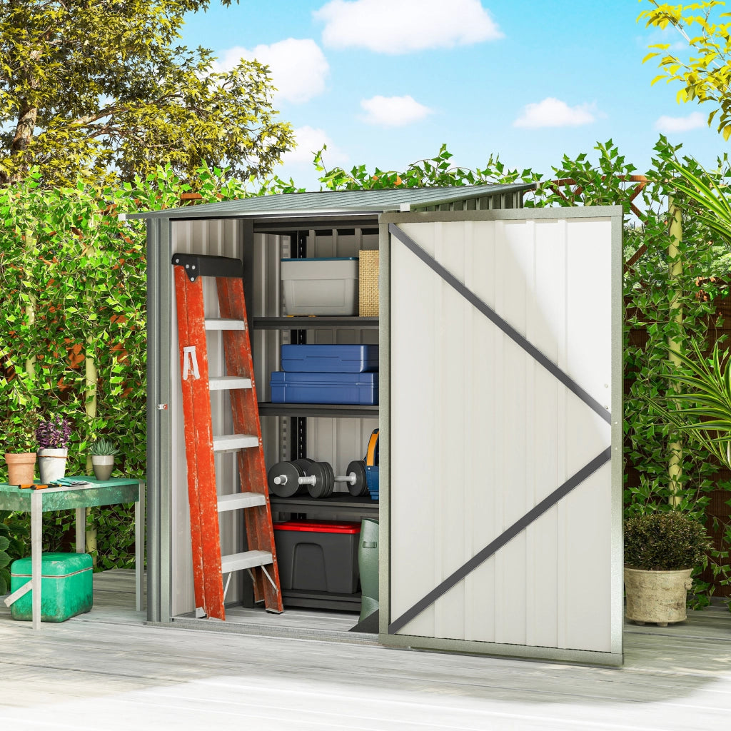 Casetta da Giardino Porta Attrezzi in Acciaio Galvanizzato con Porta a Battente, 100x104x160 cm, Argento