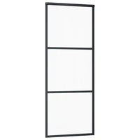 Porta Scorrevole a 3 pannelli in Vetro ESG e Alluminio 76x205 cm Nera 151008
